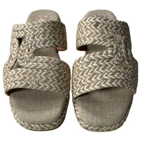 NWT BAND OF GYPSIES Women’s Playa/Nat White/Cream Jute Sandals - Size 8 - Picture 1 of 9